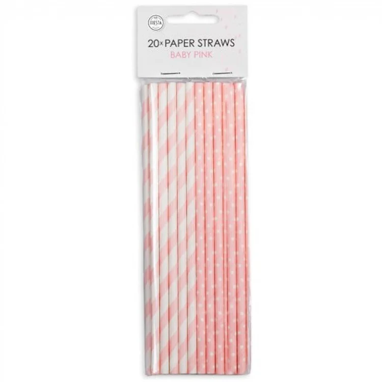 Papperssugrör Mix Ljusrosa 20-pack