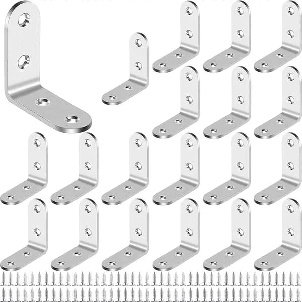 Feste, 20 Stykker Rustfritt Stål Feste, 40 * 40mm Rettvinklet Feste, Vinkelfeste, 90 Graders Metall L-Feste, for Con [DB]