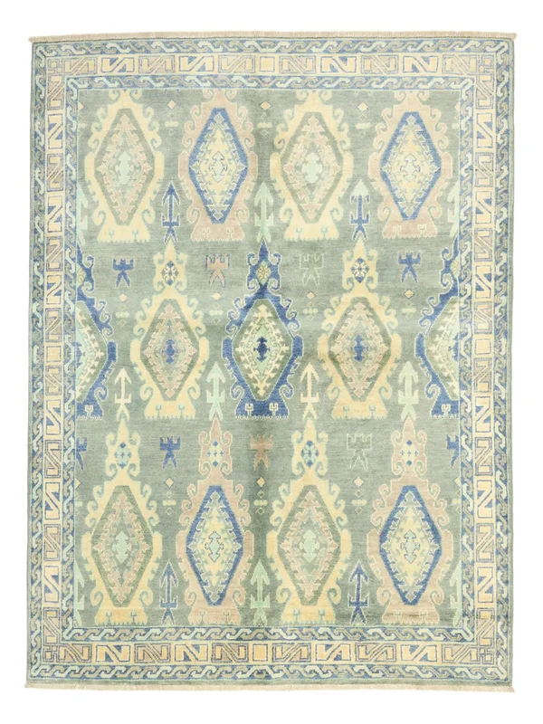 Orientalsk Kazak Fine Teppe 150X197 Grønn/Lys Grønn Ull