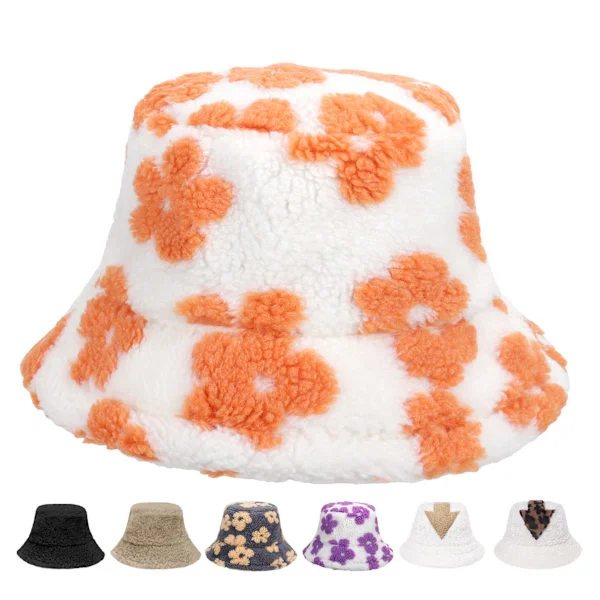 Vinter Bucket Hat - Kvinder Plysset Fisker Hat Varm Pil Lamb Wool Bucket Hat Fuzzy Pels Faux Pels Blød Fortykke Bred Skygge Plys Hat til Kvinder Piger