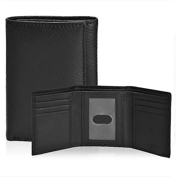 Genuine Leather Tri-fold Wallet for Men - RFID Wallets Slim 9 Credit Card Slots 2 ID Windows Gift for Men db