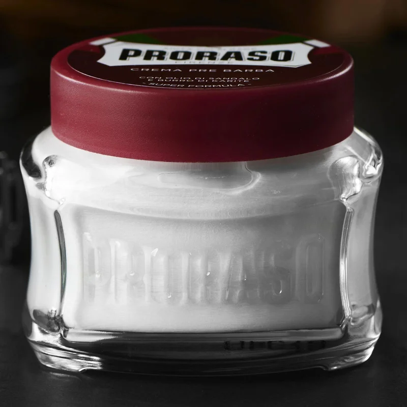 Crema pre barba con sandalo e burro di karité da 100 ml per uomini - Creme e saponi da barba