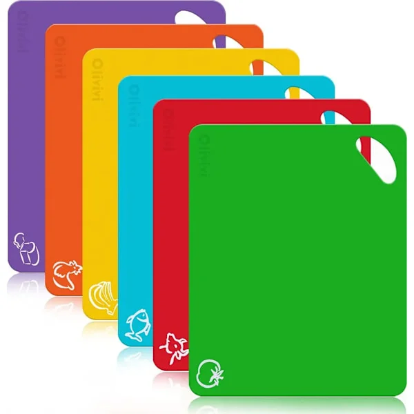 Färgkodade skärbrädor, BPA-fria, antibakteriella, plastköksbrädor, diskmaskinsäkra, frukostbrädor, skärbrädor, 31*38cm