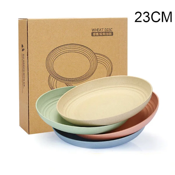 Lätta tallrikar 4st okrossbara fat och tallrikar, giftfria Säker hälsosam för barn Barn Vuxna-FX- 23cm