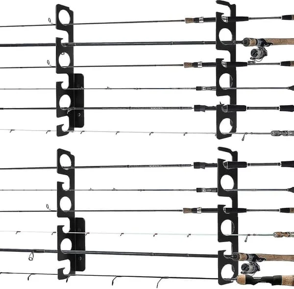 Fiskestavhengere for Garasje, Metall, Avtakbare, Holder 12 Stang, Fiskestavhengere Vegg Tak Stangstativ Veggmontert Oppbevaringsstativ