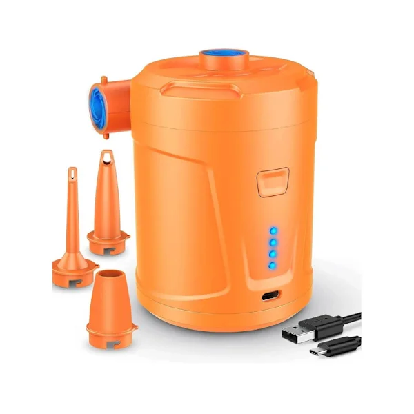 Elektrisk luftpumpe med 3 dyser 5201mAh batteri Type-C genopladelig Velegnet til udendørs camping oppustelig måtte luftmadras båd svømmering
