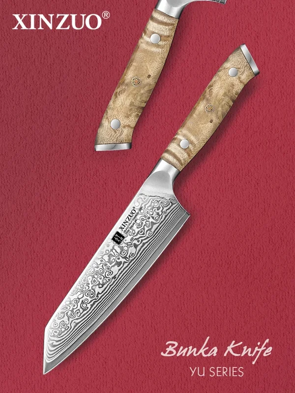 AliExpress - XINZUO Damaststahl Bunka Kochmesser 5,8 Zoll 67-lagige Super Steel Figured Sycamore Holzgriff Exquisite Messingniete Geschenkbox