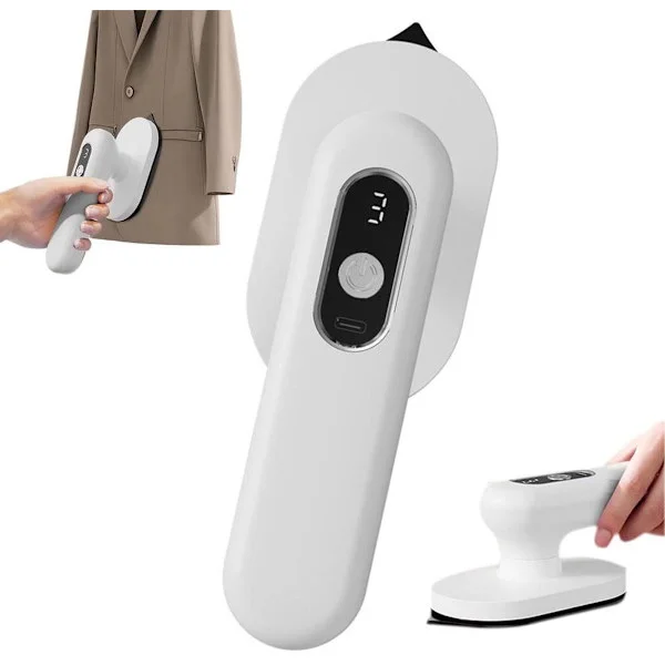 Trådløst Mini Strykejern og Steamer, USB Oppladbart, Keramisk Strykesåle, 3 Varmeinnstillinger LED – Hvit