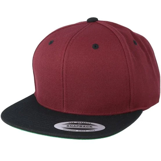 Yupoong - Maroon Black Snapback Snapback Red Cap - @ Hatstore