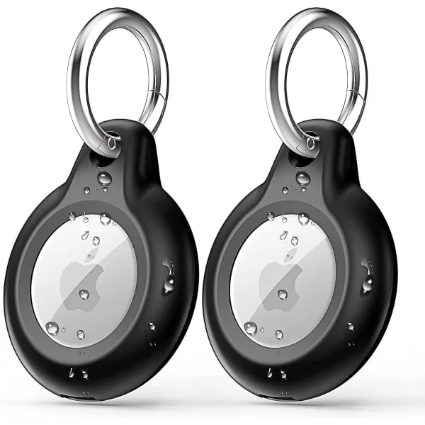 2 st AirTag-nyckelring kompatibel med Apple AirTag-hållare, vattentätt stötsäkert AirTag-fodral 2-pack