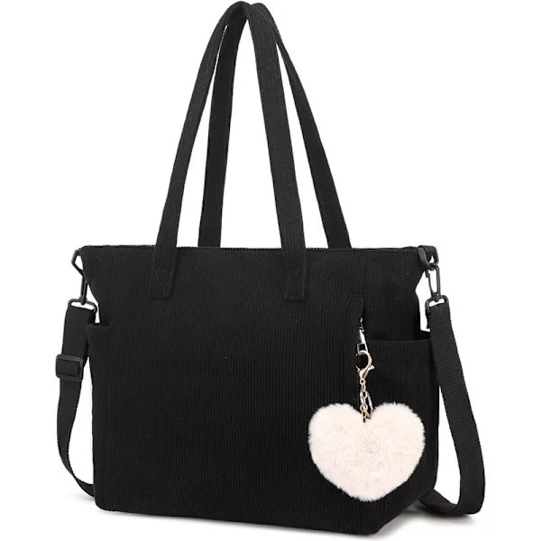 Women's Handbag, Corduroy Shopper Bag for Women, Large School Bag for Office, School, and Shopping