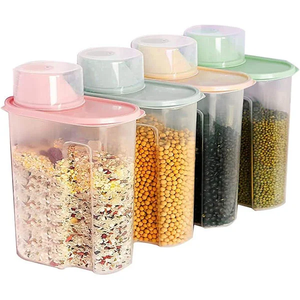 4-piece food storage box, measuring cup, dry food storage container, for cereals