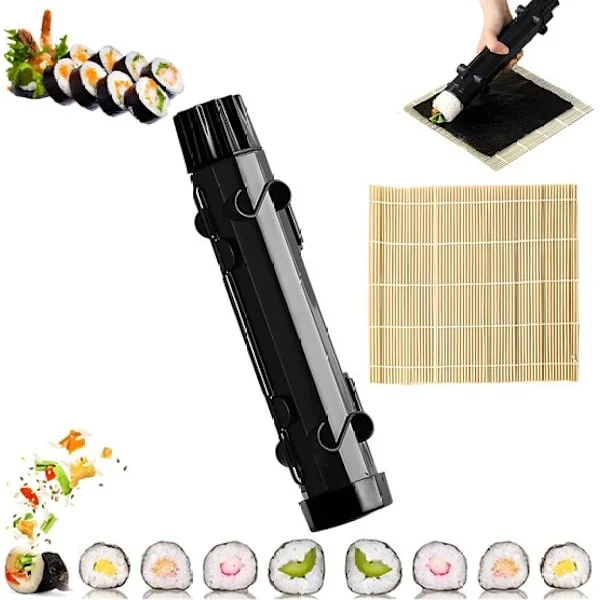 Sushi Maker Kit - Sushi Set - Sushi Maker - Sushi Roller - Sushi Bazooka - Making Sushi - Sushi Mold - Sushi Form - Gåva - Svart