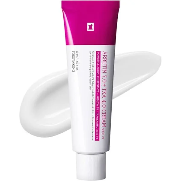 TOSOWOONG Arbutin 7 + Soothing Acid 4 Cream, 70 000 ppm Arbutin, 40 000 ppm TXA, Niacinamid, Glutation, Koreansk hudpleie, 50 ml, 1,69 fl oz.