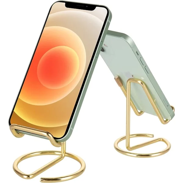 Mobiltelefonställ för skrivbord, Sött metalliskt guld mobiltelefonställ skrivbordstillbehör, Kompatibelt med alla mobiltelefoner, iPhone, Switch, iPad