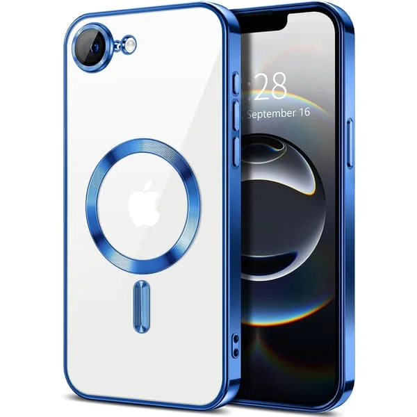 iPhone 16e Skal – Metallic Skal med Magnetisk Kompatibilitet, Slim Design - Blå