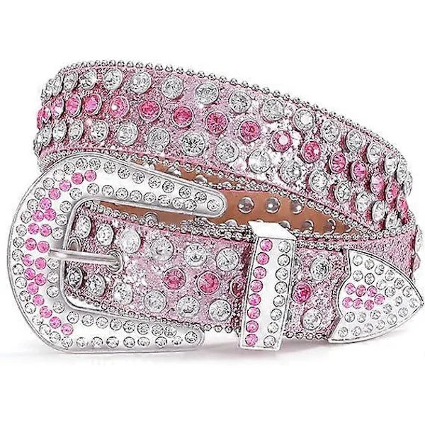 Dame Strassbelte Stilig Skinnende Krystall Westernbelte Cowgirl Cowboy Bling Besatt Lærbelte