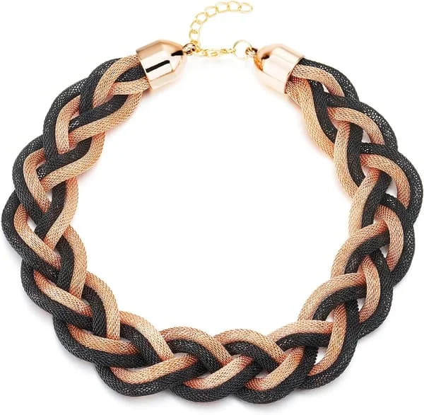 Statementhalsband, flätad ihålig kabel stor haklapp choker krage, klänning bal