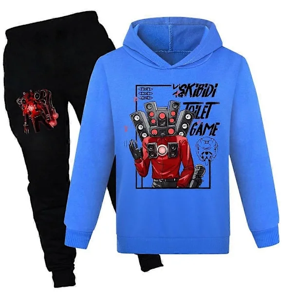Skibidi Toilet Cameraman Tryckad Träningsoverall Set 7-14 År Barn Pullover Huvtröjor Huvad Sweatshirt Toppar Joggingbyxor Outfits Kostym för Spel Fans