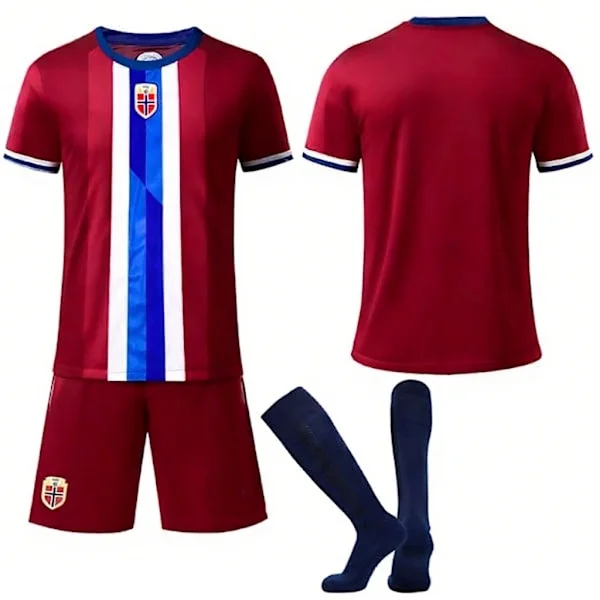 24-25 Norges landslagsfotballdrakt for barn 20, fotballsett for barn, ungdomslaguniform Norge uten nummer (bt)