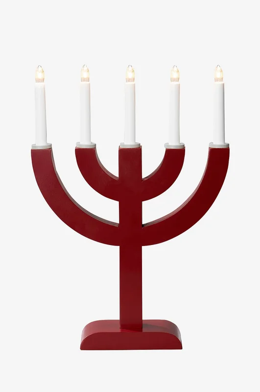 Konstsmide - Elljusstake 5 ljus trä 41,7cm - Röd - Adventsljusstakar - Från Homeroom