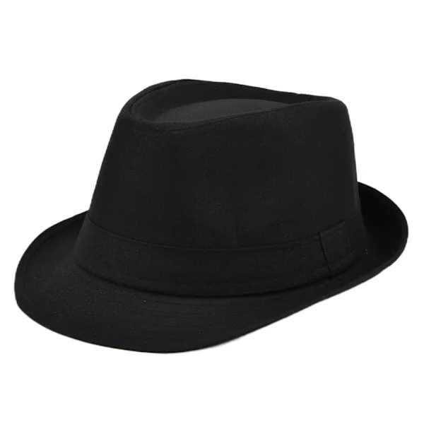 Elegant Fedora Hat Herre Klassisk Mode Panama Fedora Hat Retro Kort Skygge Jazz Hat Gentleman Vinter Hat Gave til Far 56-58cm (Sort)