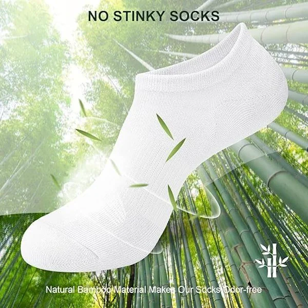Bamboo Training Socks for Women and Men, Invisible Ankle Socks Low Cut Non-Slip Liners Multipack Everyday Socks