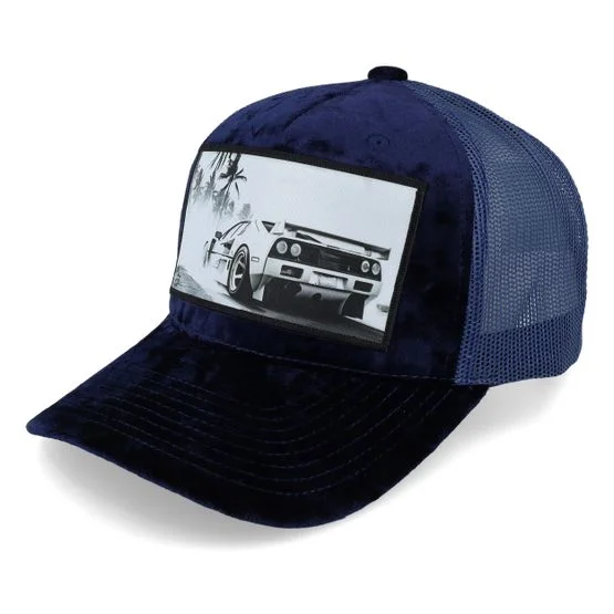 Calza Pennello - Blå trucker Caps - Sportscar Navy A-frame Trucker @ Hatstore