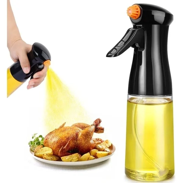 CDQ Matolja Sprayflaska, Förbättrad Olivolja Sprayflaska 200 ml Olja och Vinäger Spruta, Köksredskap för Sallad, Grill, Barbecue (Svart)