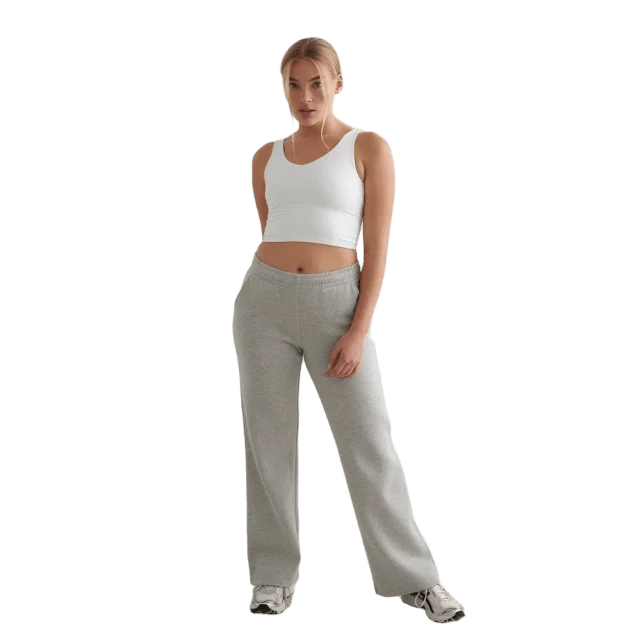 aim'n Grey Melange Wide Sweatpants Mjukisbyxor Dam Grå S