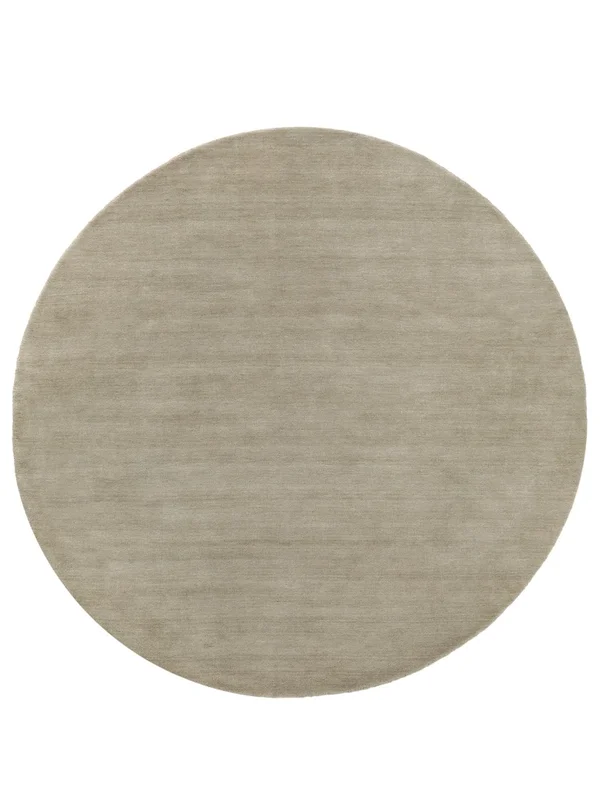 Wool Rug Plain (Single Colored) Handloom Greige Round Small