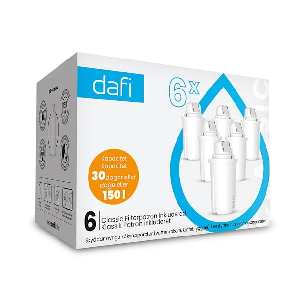 Dafi Classic filter cartridges for Dafi water jug, 6-pack