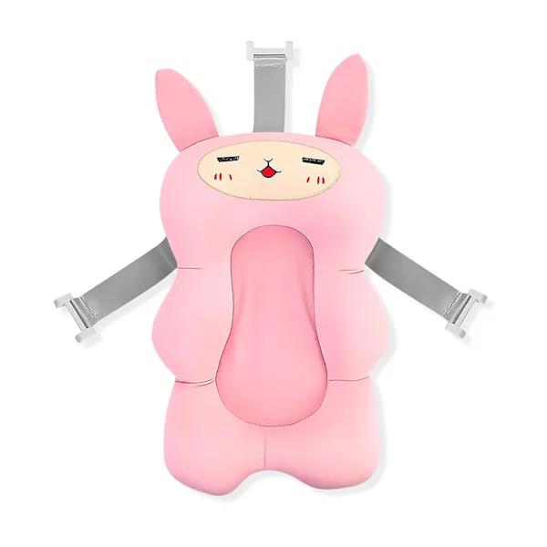 Baby badematte, sklisikker baby badematte, flytende baby badekar matte, myk badekarpute, justerbart baby dusjstøttesete (rosa)