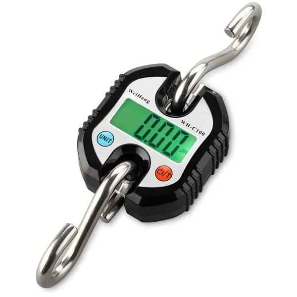 Bagagevægt, Kuffertvægt, Hængevægt, Vejekrog, Digital Køkkenvægt, Kranvægt, 150KG Digital Kuffertvægt med Krog, Sort