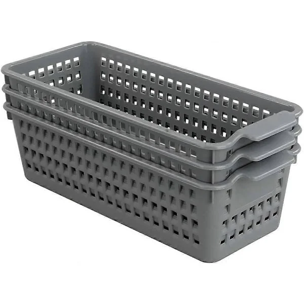 3-pack Small Practical Plastic Baskets for Storage (White)