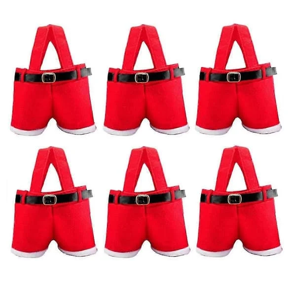 6-pack julklappspåsar i tomteluva-design, små godispåsar, dekorativa presentpåsar för julklappar