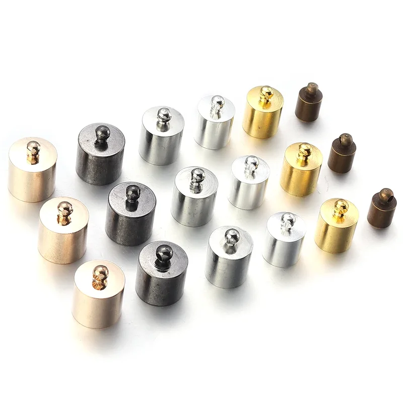 AliExpress - 20-50pcs/lot 2-14mm Metal Crimp End Caps Leather Cords End Tip Beads Caps Plated Gold Clasps DIY Jewelry Making Finding Supplies
