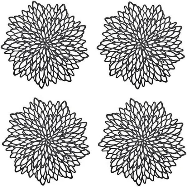 (Svart) Bordstablett - Ej specificerad - Rund - PVC - 4 stycken - 38 cm - Svart