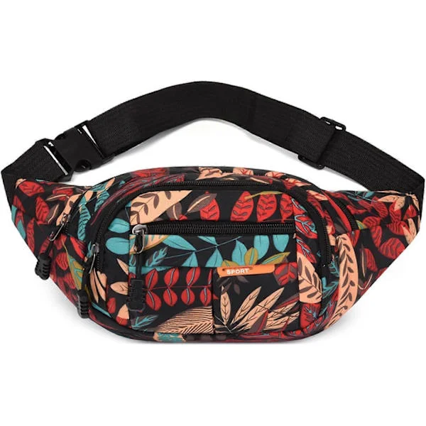 Midjeväska Fanny Pack Bumbags for damer Kvinner Unisex Rød midjeväska med 4 lommer med glidelås Justerbart belte Vanntett Bumbag