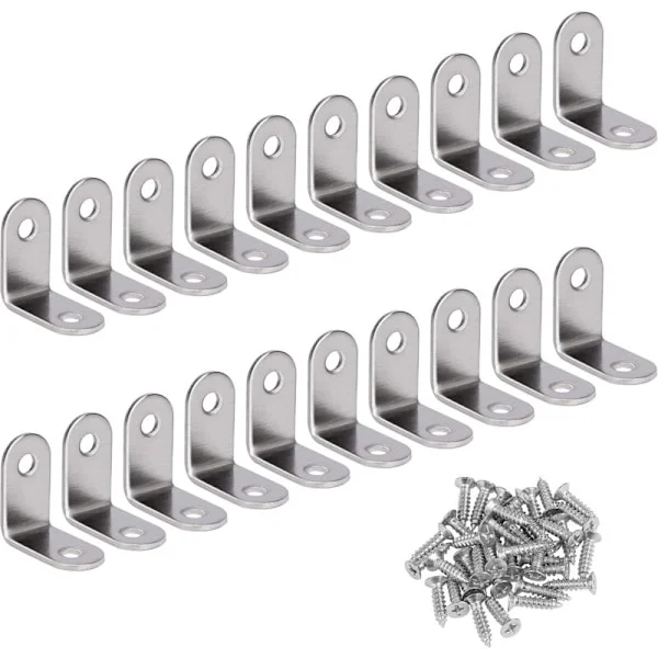 Rostfritt stål rätvinkligt fäste 90 graders hörnfäste L-format hörnfäste Fästfäste Levereras med silverfärgade skruvar 20 st 30 30 16 mm