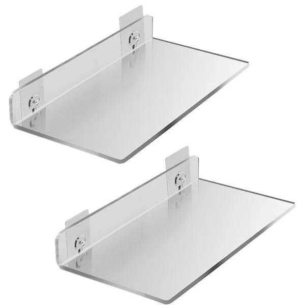Flytende hyller, sett med 2 – utvid enkelt veggplassen – liten vegghylle i akryl for soverom, bad, spillerom, stue, kontor (20*10 cm)