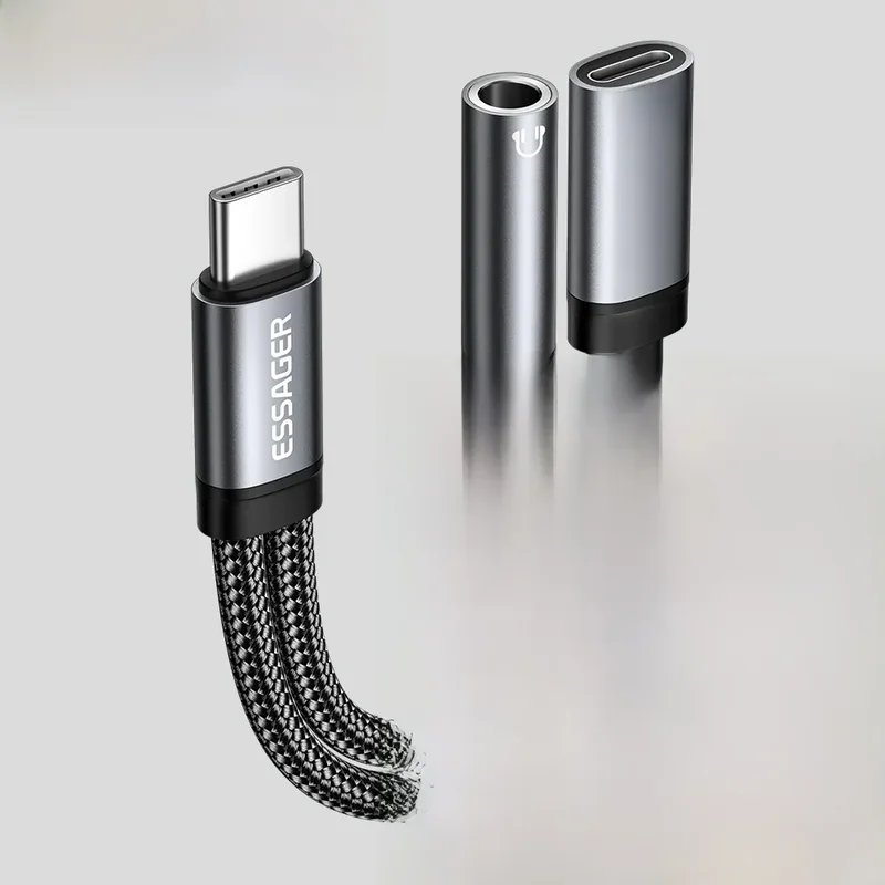 AliExpress - Essager 2 in 1 Typ C auf 3,5 mm AUX-Kabel Kopfhöreradapter PD 60 W Schnellladung für iPhone 16 15 Samsung Xiaomi 14 13 Tablet PC