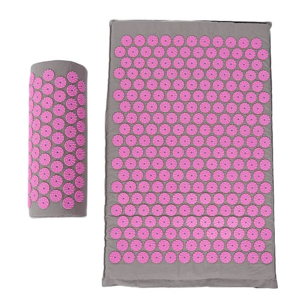 Akupunktur Massage Yoga Måtte Akupressur Måtte 68x42cm Lysegrå Pink Spænde