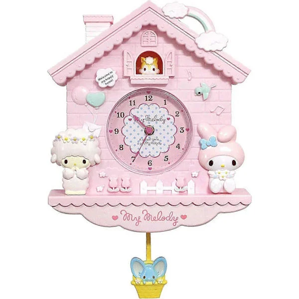 【YD】Melody Veggklokke 30 cm Tegneserie Svingende Barn Jenter Vegg Kvarts Klokke Hjemmeinnredning Soverom Tegneserie Veggklokke