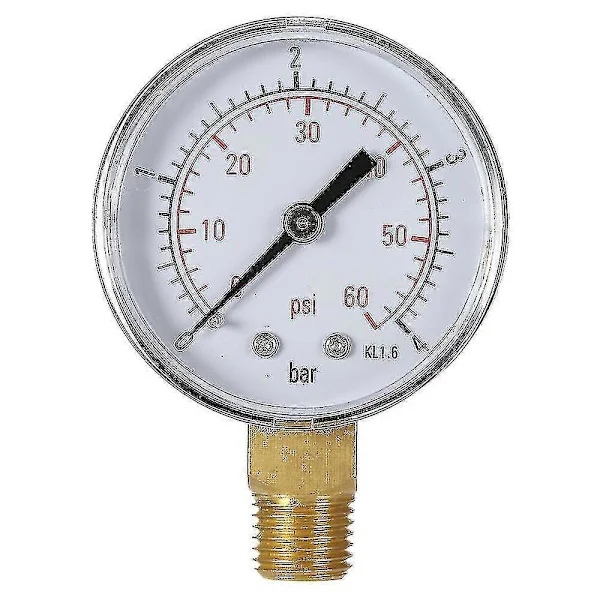 【DENGTU】50mm 0~60psi 0~4bar Bassengfilter Vanntrykk Skive Hydraulisk Trykkmåler Manometer 1/4" Npt Gjenge