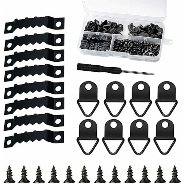 251 Pieces Picture Frame Hanger Picture Hanging Kit Photo Frame Hanger with Storage Box and 150 Screws Black