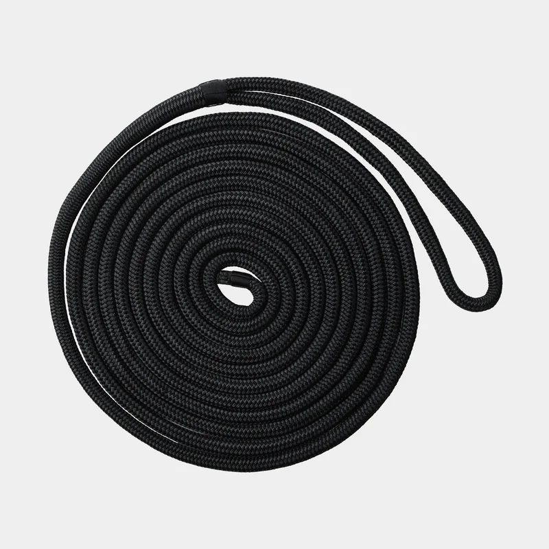 Festmacher / Festmacherleine mit gespleißter Schlaufe NOCK Smögen, 24-fach geflochtenes Polyester, Ø14 mm, 2 Meter, schwarz - Boot