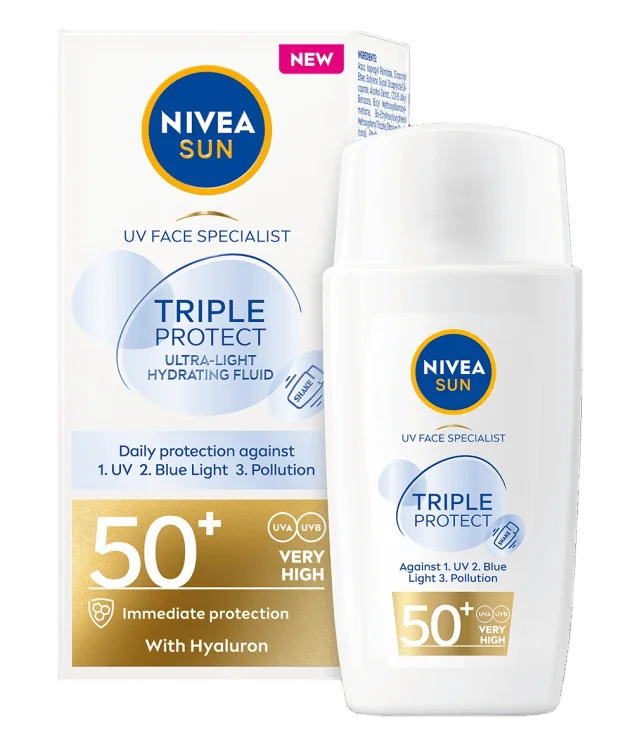 NIVEA SPF Ansikte UV Face Triple Protect Fluid 50+ 40 ml Solskydd & solvård Unisex