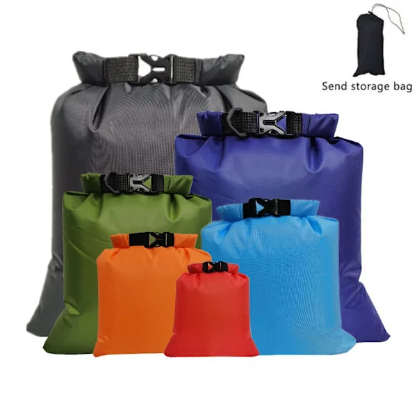 6 stk. vanntette tørre sekker (blandet farge), 1,5L/2,5L/3L/3,5L/5L/8L lette tørre sekker bærbare tørre sekker for utendørs fotturer, fiske, camping