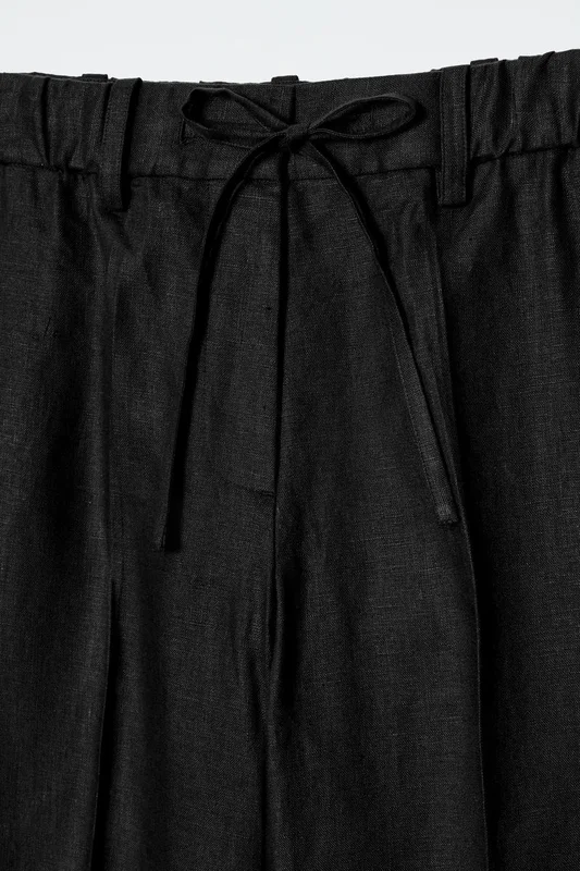 COS Women's Pantaloni In Lino Con Coulisse in Nero